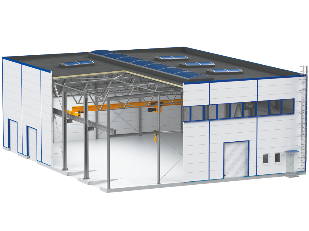 Karxasli binolar tekis tom yopish uchun fermali turdagi